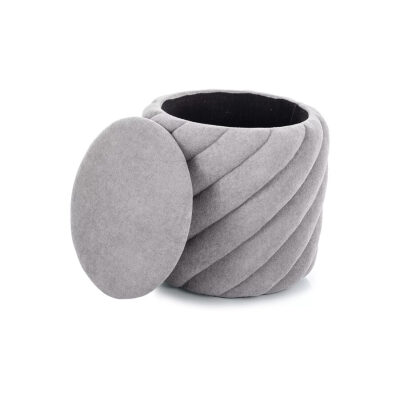 Пуф със съхранение - светлосив