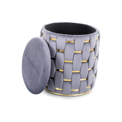 Пуф за съхранение кадифен - сив