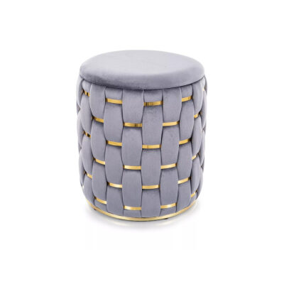 Пуф за съхранение кадифен - сив