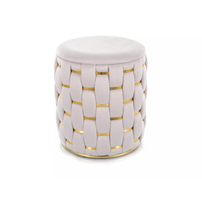 Кадифен пуф за съхранение - светлобежов