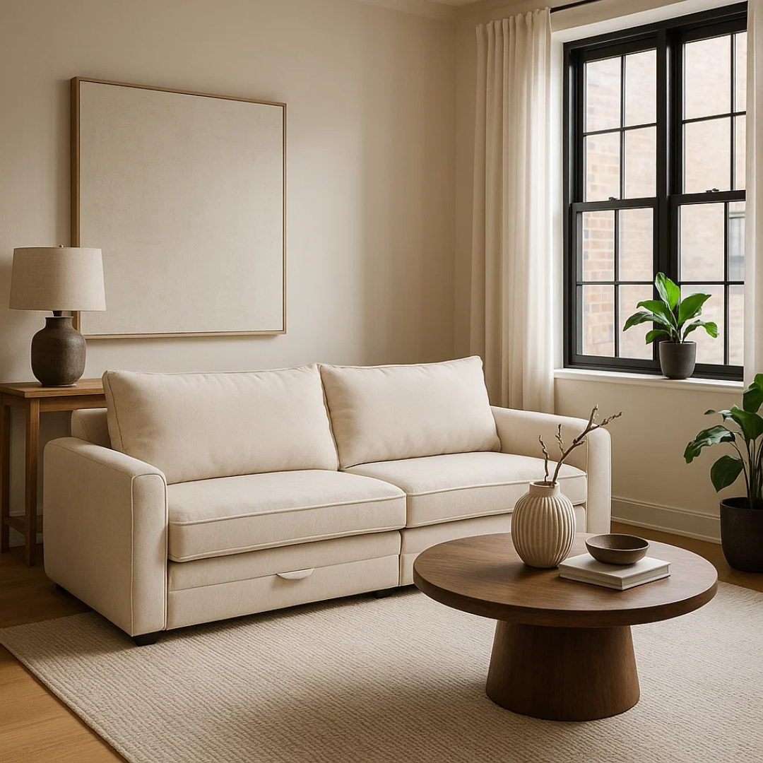 Разтегателен диван – тройка BALAMBA – шампанско Н23