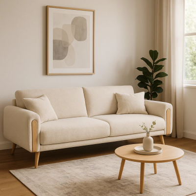 Разтегателен диван - тройка GOMA - бял E26