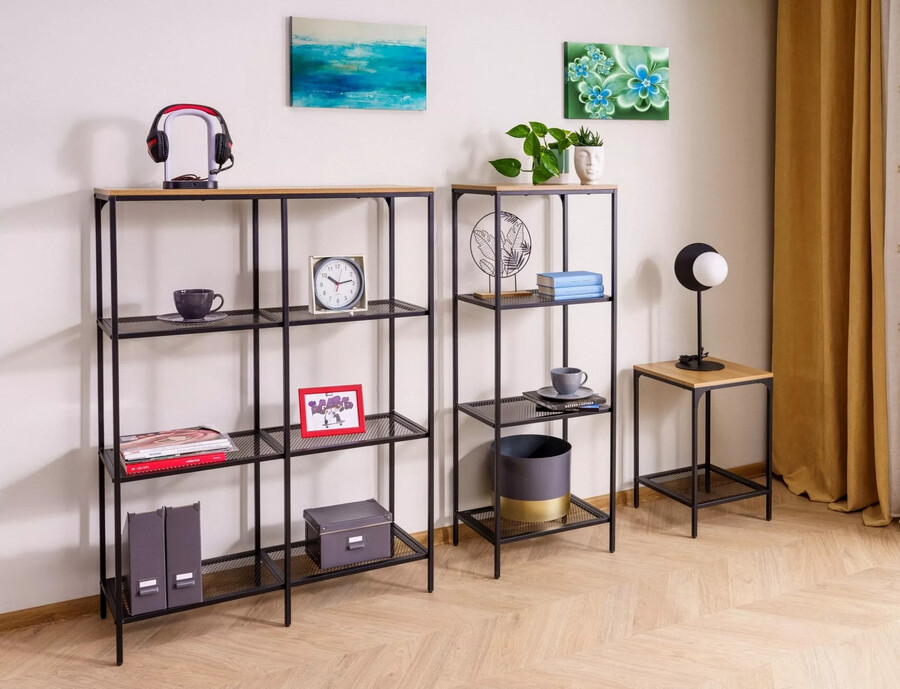 Етажерка – дъб/черна