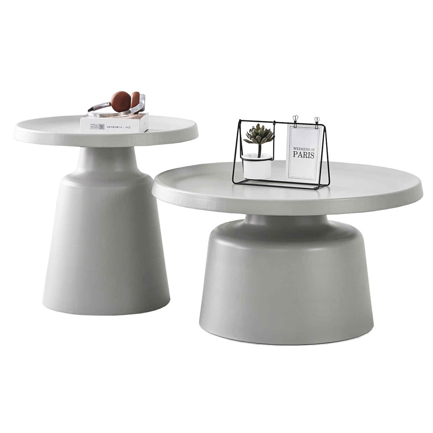 Комплект маси Φ50 и Φ70 см сив цвят