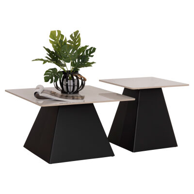 Комплект маси бял синтерован камък-черен