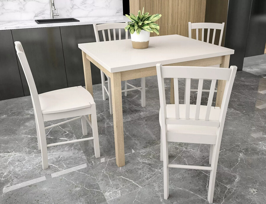 Квадратна маса 80×80см – кашмир/кремона дъб торро