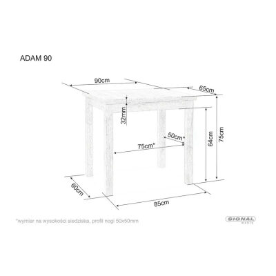 Маса 90x65 - кашмир/кремона дъб торро