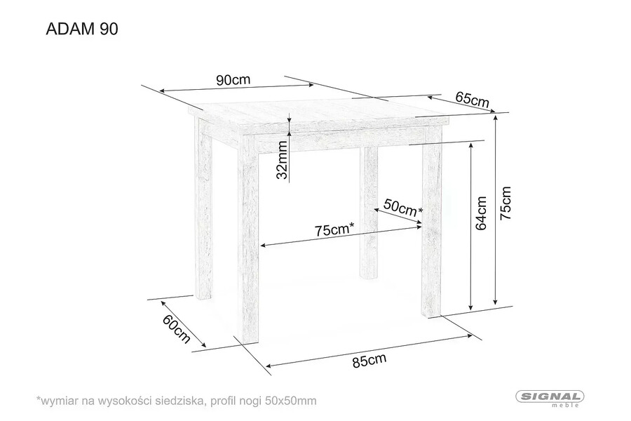 Маса 90×65 – кашмир/кремона дъб торро