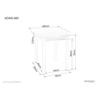 Кръгла маса - дъб Ланселот / матово бяло