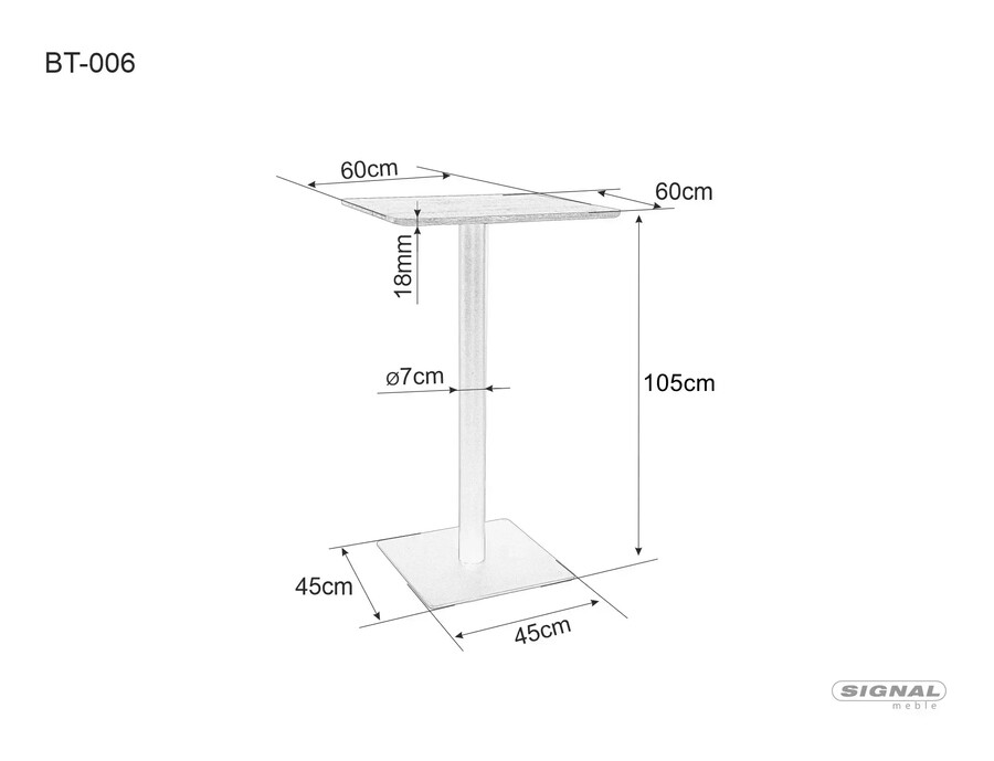 Бар маса 60 см – занаятчийски дъб/черен