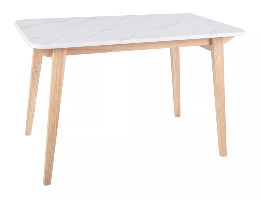 Маса 120×75 – бял мрамор/дъб