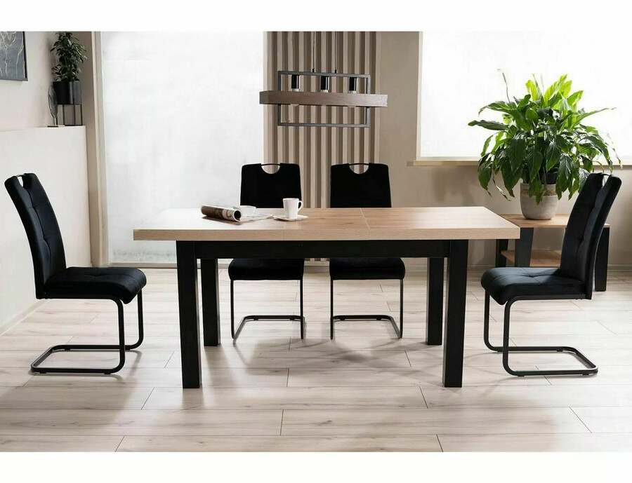 Разтегателна маса 140/218×80 – занаятчийски дъб/черно