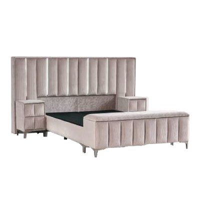 Тапицирана спалня с матрак MOONLIGHT 140 x 200 - бежов 03