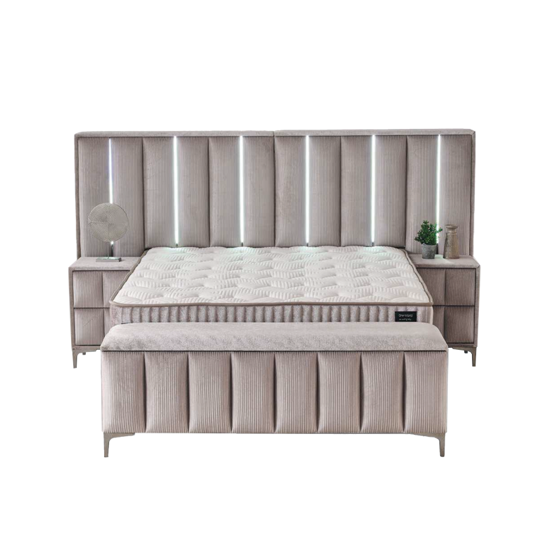 Тапицирана спалня с матрак MOONLIGHT 140 x 200 - бежов 03