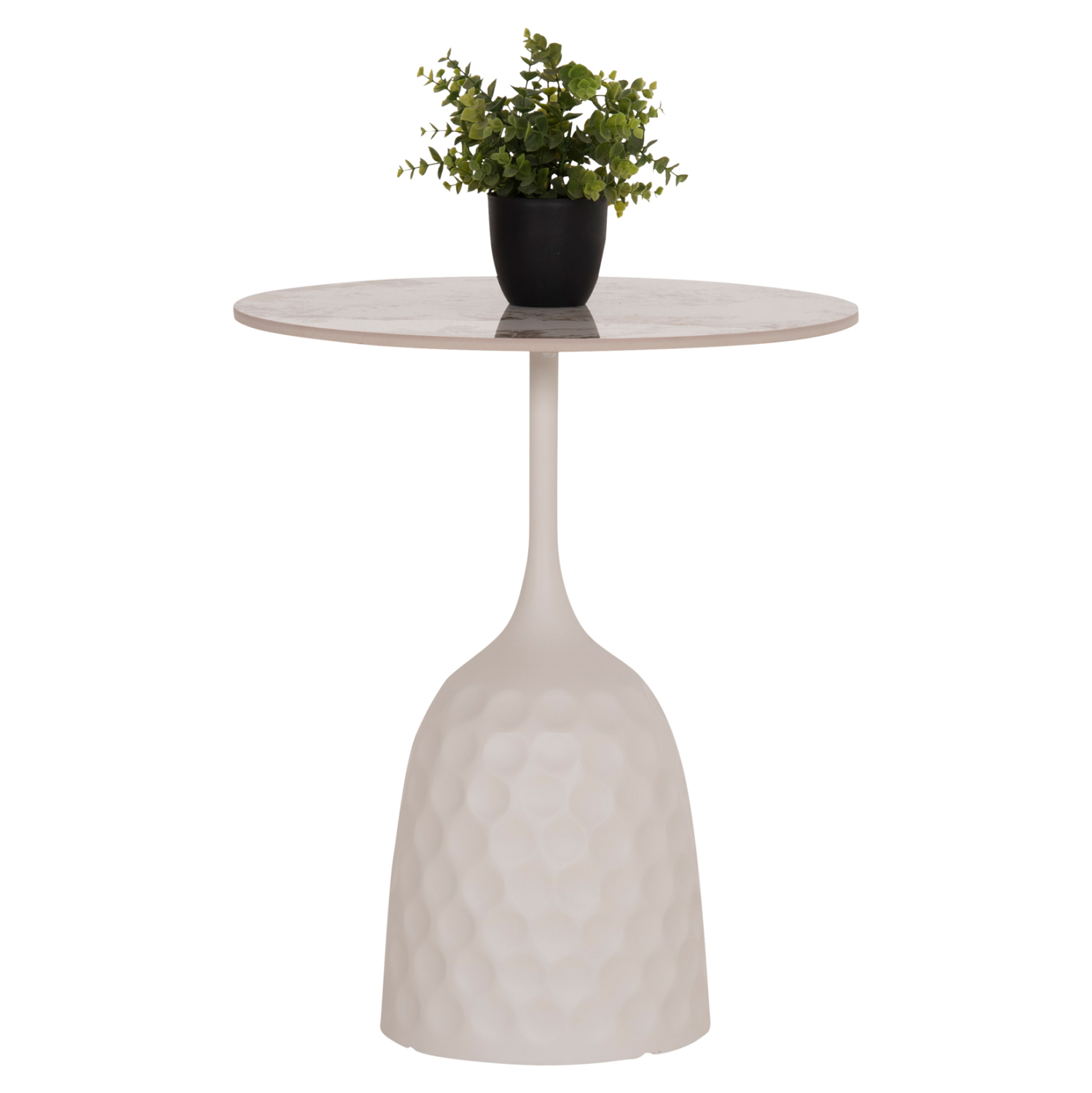 Кафе маса ф50 см синтерован камък голд-бял