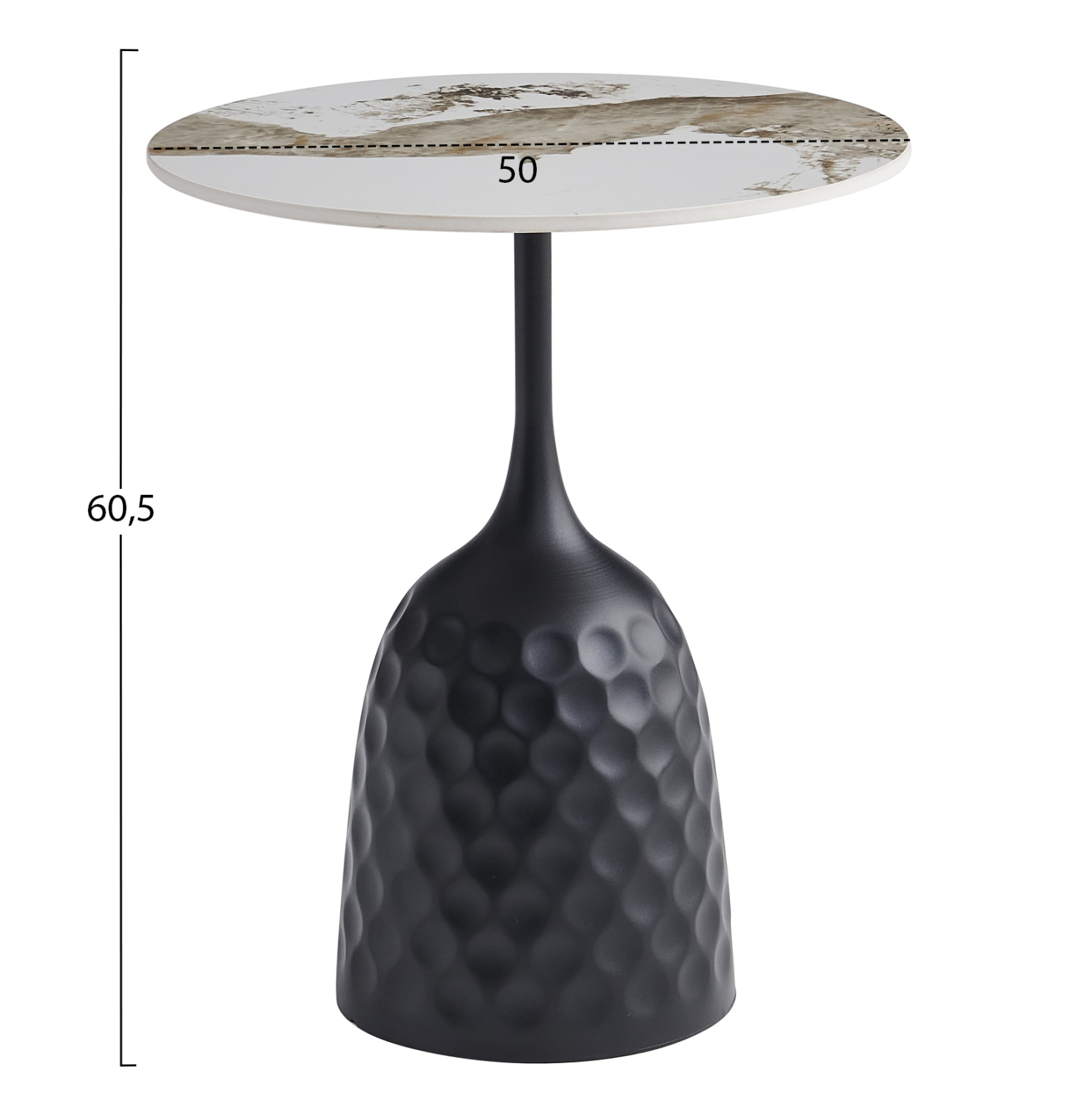 Кафе маса ф50 см синтерован камък пандора-черен