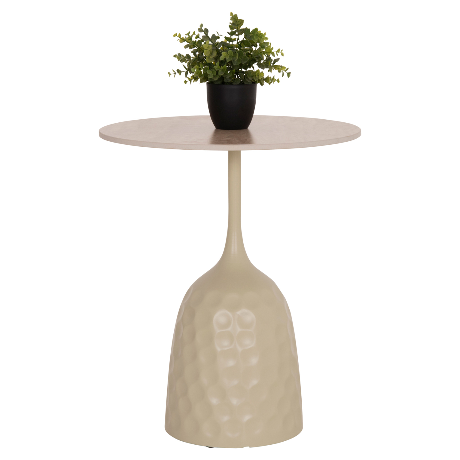 Кафе маса ф50 см керамичен плот травертин-шампанско