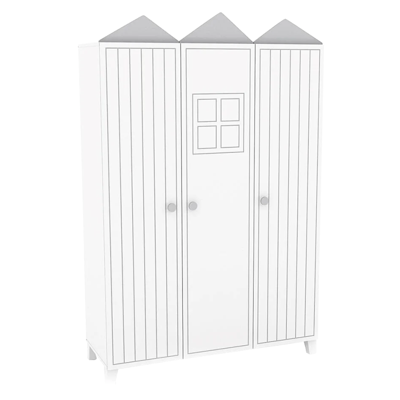 Трикрилен детски гардероб MIAMI - бял