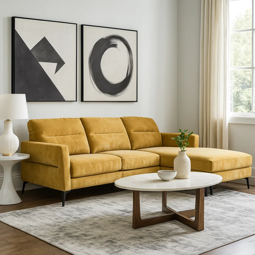 Ъглов диван INGA – жълт V68