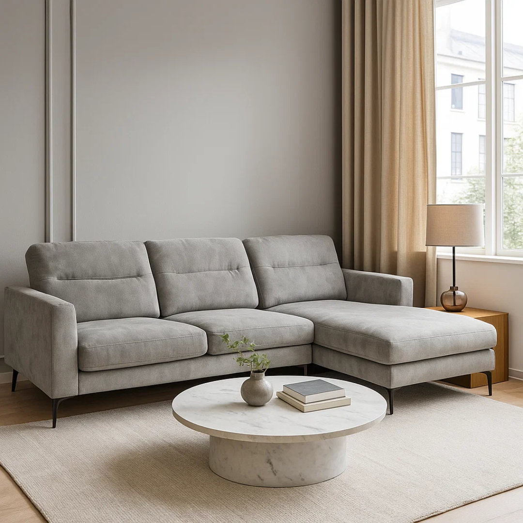 Ъглов диван INGA – сив V11