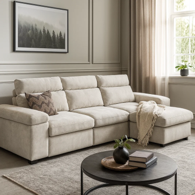 Ъглов диван POKO - шампанско C02