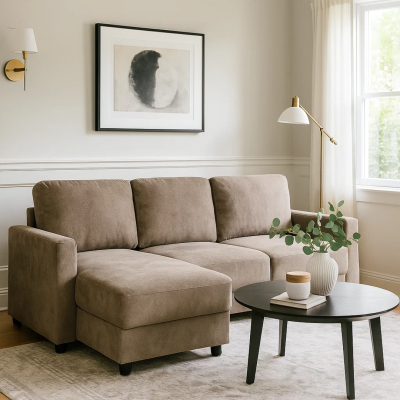 Ъглов разтегален диван BUMBA - кафяв Е40