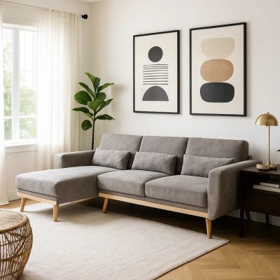 Ъглов разтегателен диван VIVI - сив V11