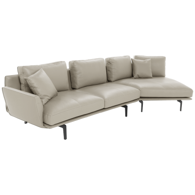 Кожен ъглов диван GRAM LUX - бежов