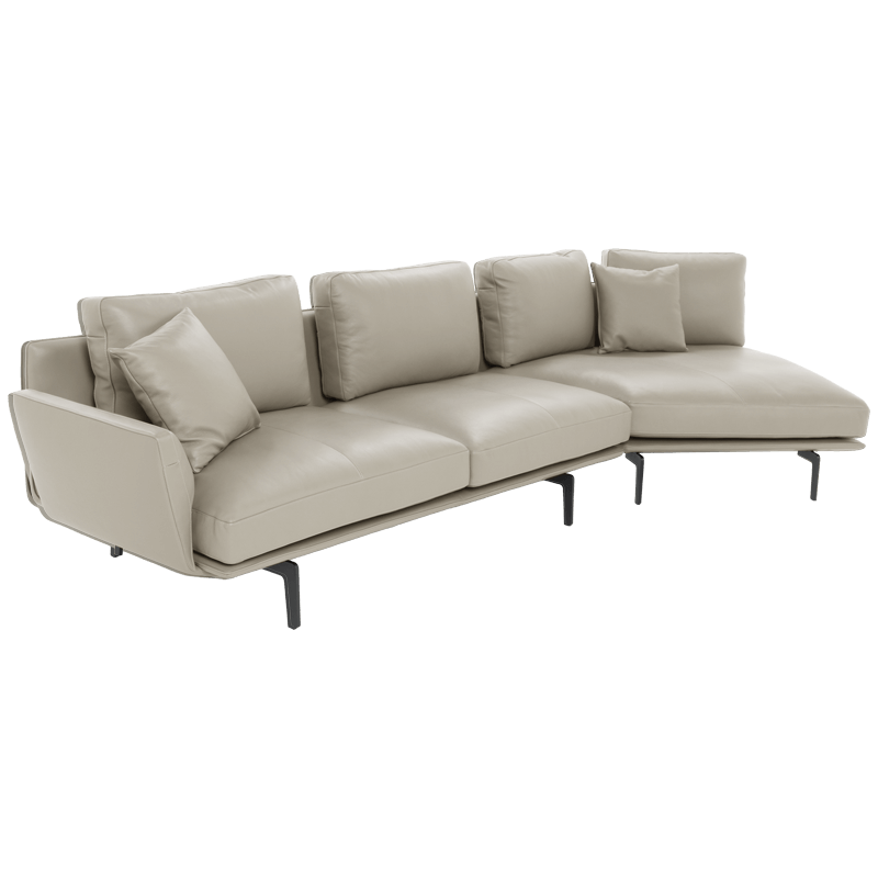 Кожен ъглов диван GRAM LUX – бежов