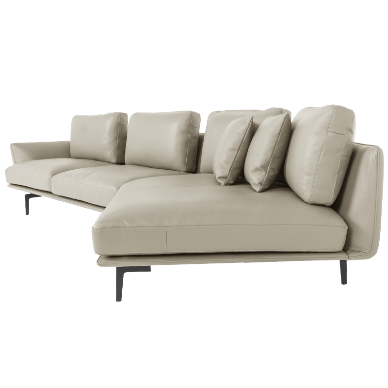 Кожен ъглов диван GRAM LUX – бежов