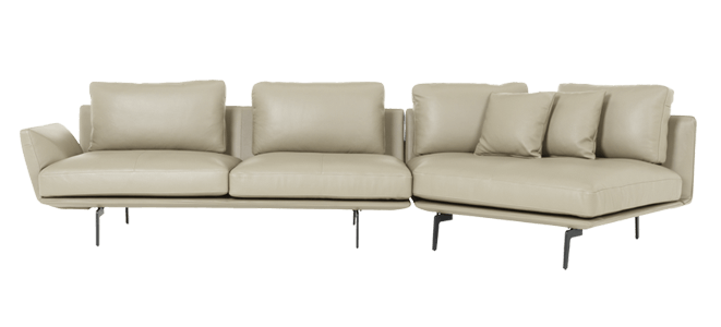 Кожен ъглов диван GRAM LUX – бежов