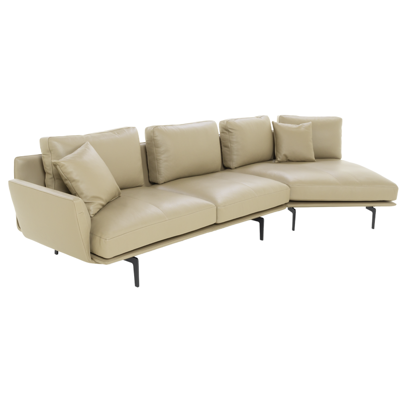 Кожен ъглов диван GRAM LUX – крем