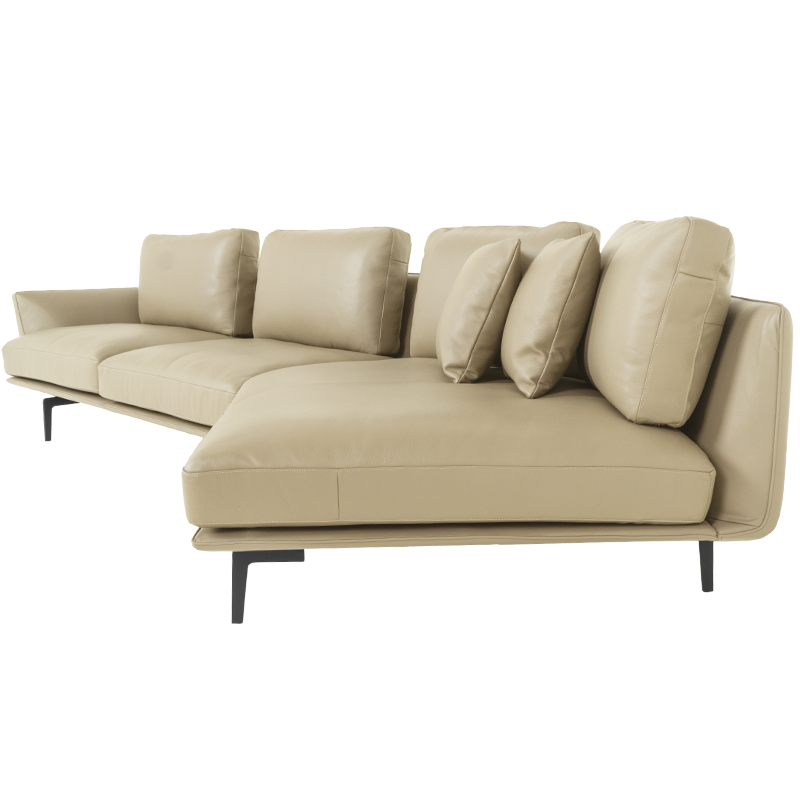 Кожен ъглов диван GRAM LUX – крем