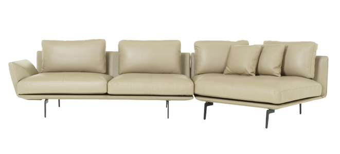 Кожен ъглов диван GRAM LUX – крем