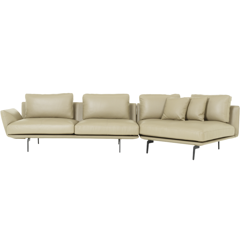 Кожен ъглов диван GRAM LUX – крем