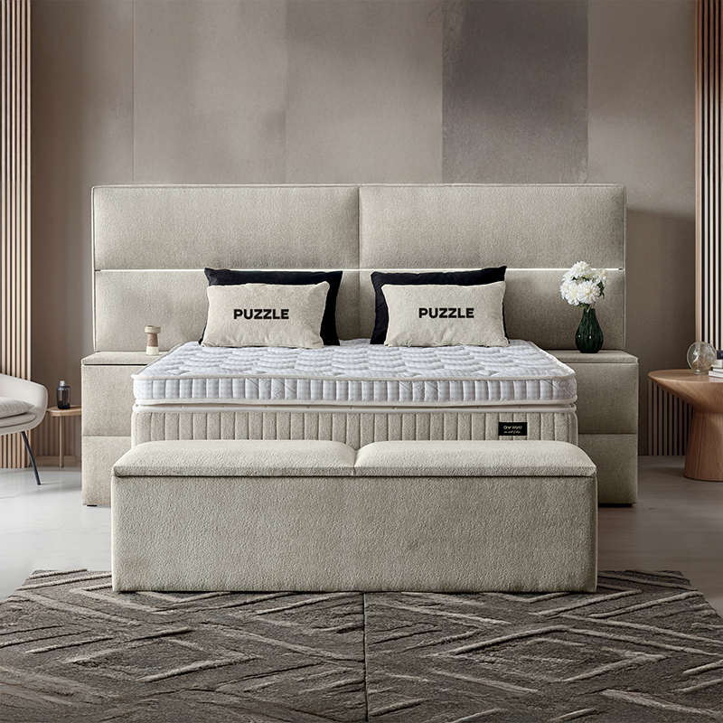 Тапицирана спалня с матрак PUZZLE 180 х 200 - крем 01