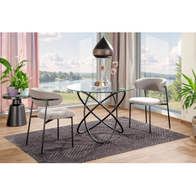 кръгла маса 100 см - прозрачна/черна