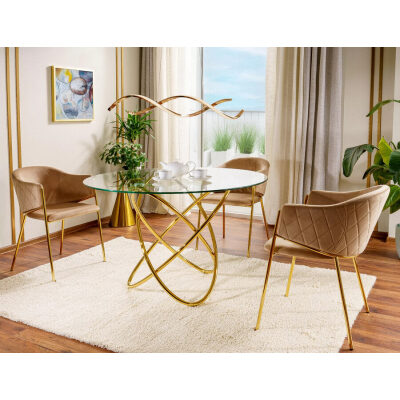 кръгла маса 100 см прозрачна/златна