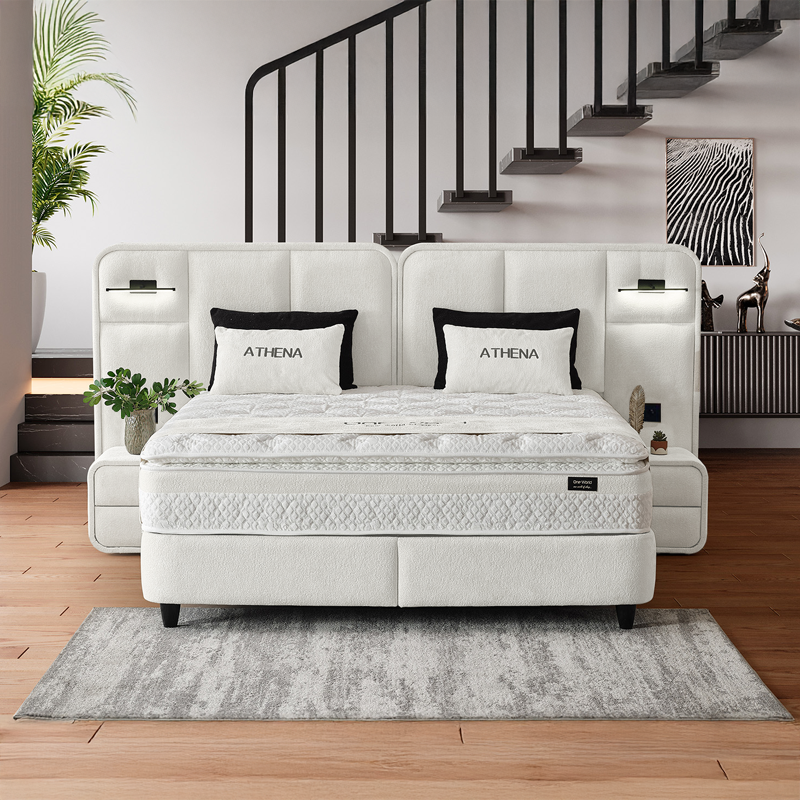 Тапицирана спалня с матрак ATHENA 160 х 200 – слонова кост SY