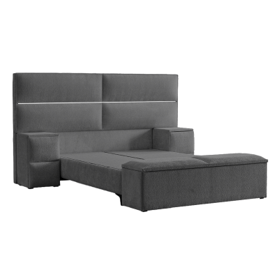 Тапицирана спалня с матрак PUZZLE 160 x 200 - сив 16