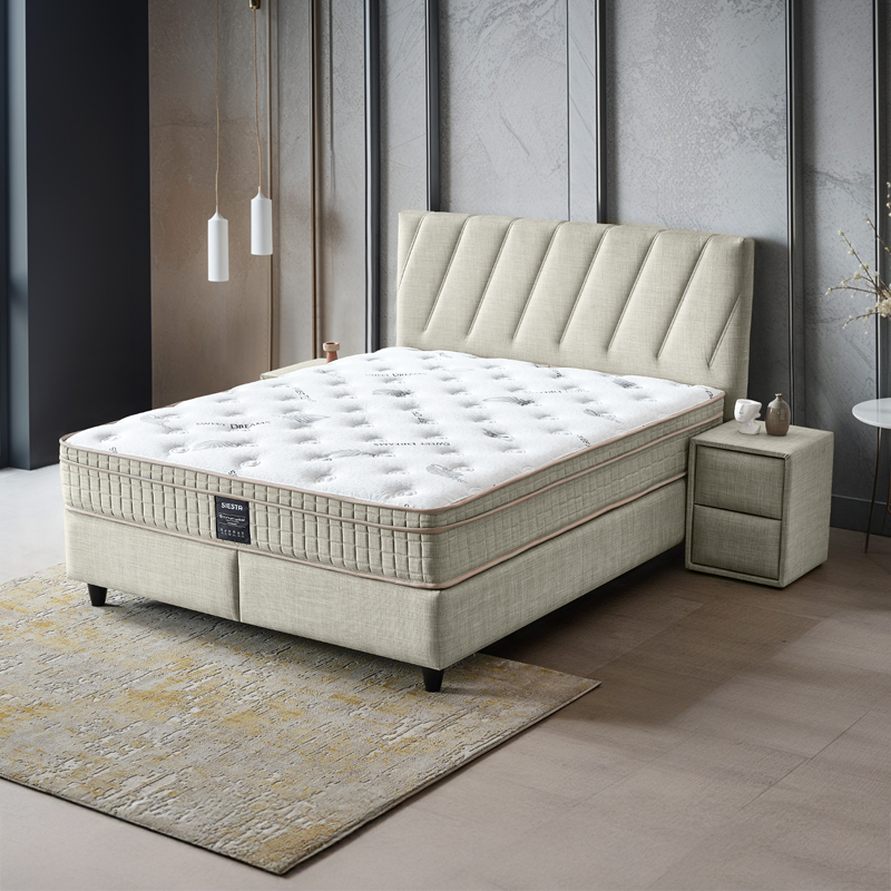 Тапицирана спалня с матрак SIESTA 140 x 200 – крем 01
