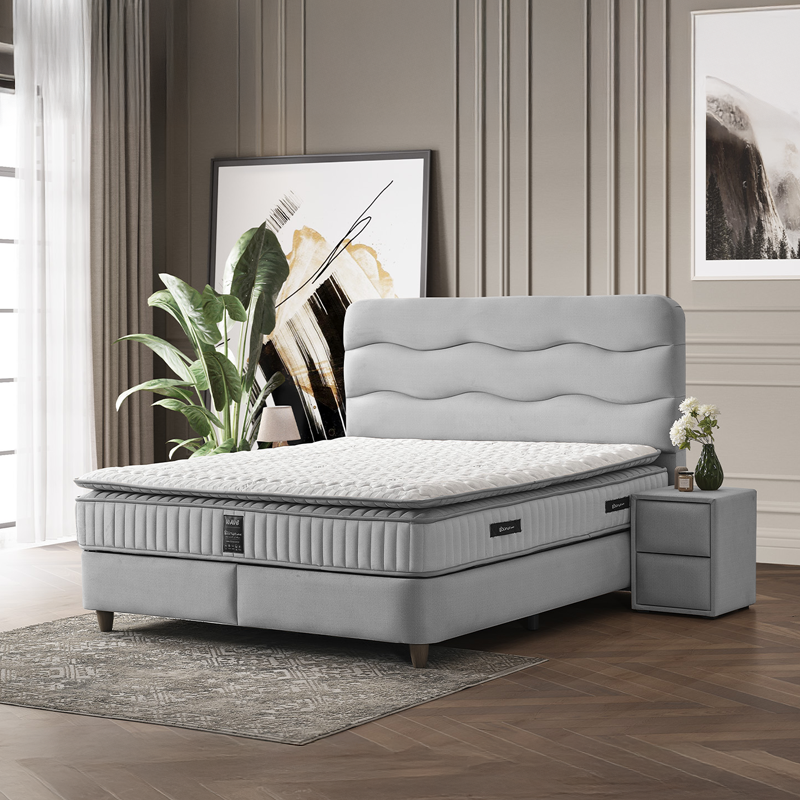 Тапицирана спалня с матрак WAVE 140 x 200 – сребро 25