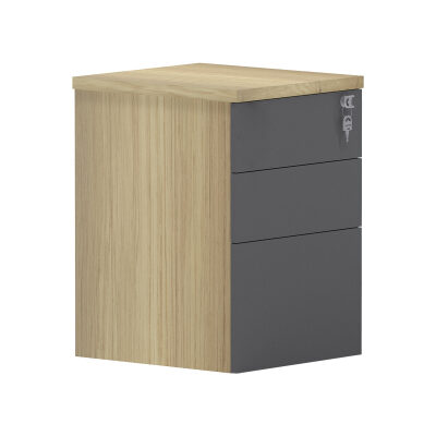 Шкаф с 3 чекмеджета 40x44x61 см натурал-антрацит