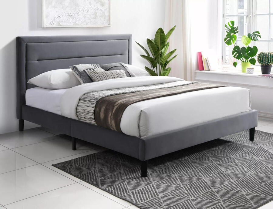 Тапицирано легло 160x200 - сиво Тапицирано легло 160×200 – сиво