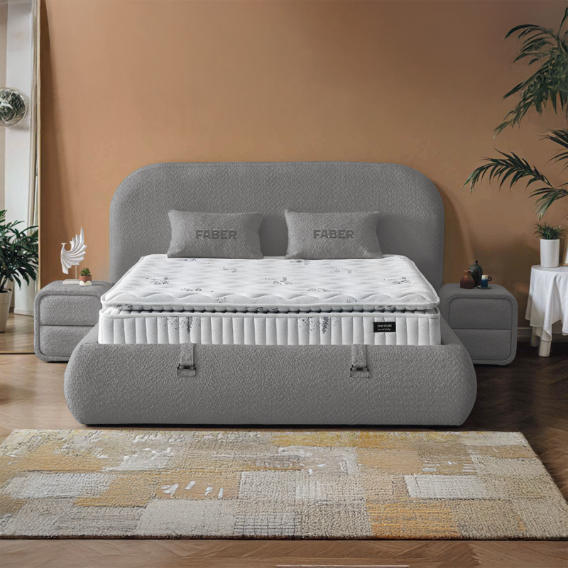 Тапицирана спалня с матрак FABER 160 х 200 – антрацит AN