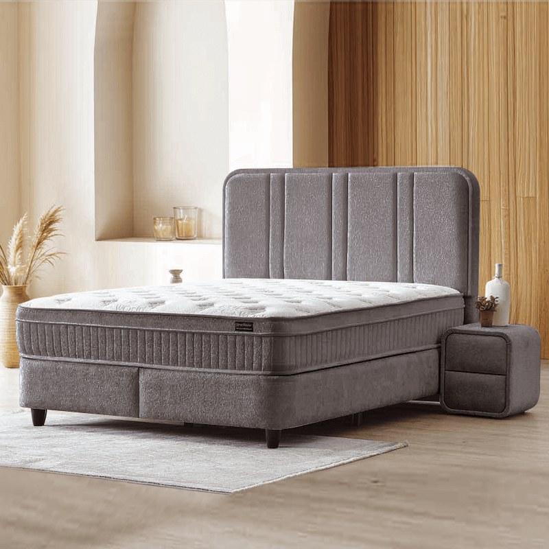 Тапицирана спалня с матрак HUGO 180 x 200 – сив 29