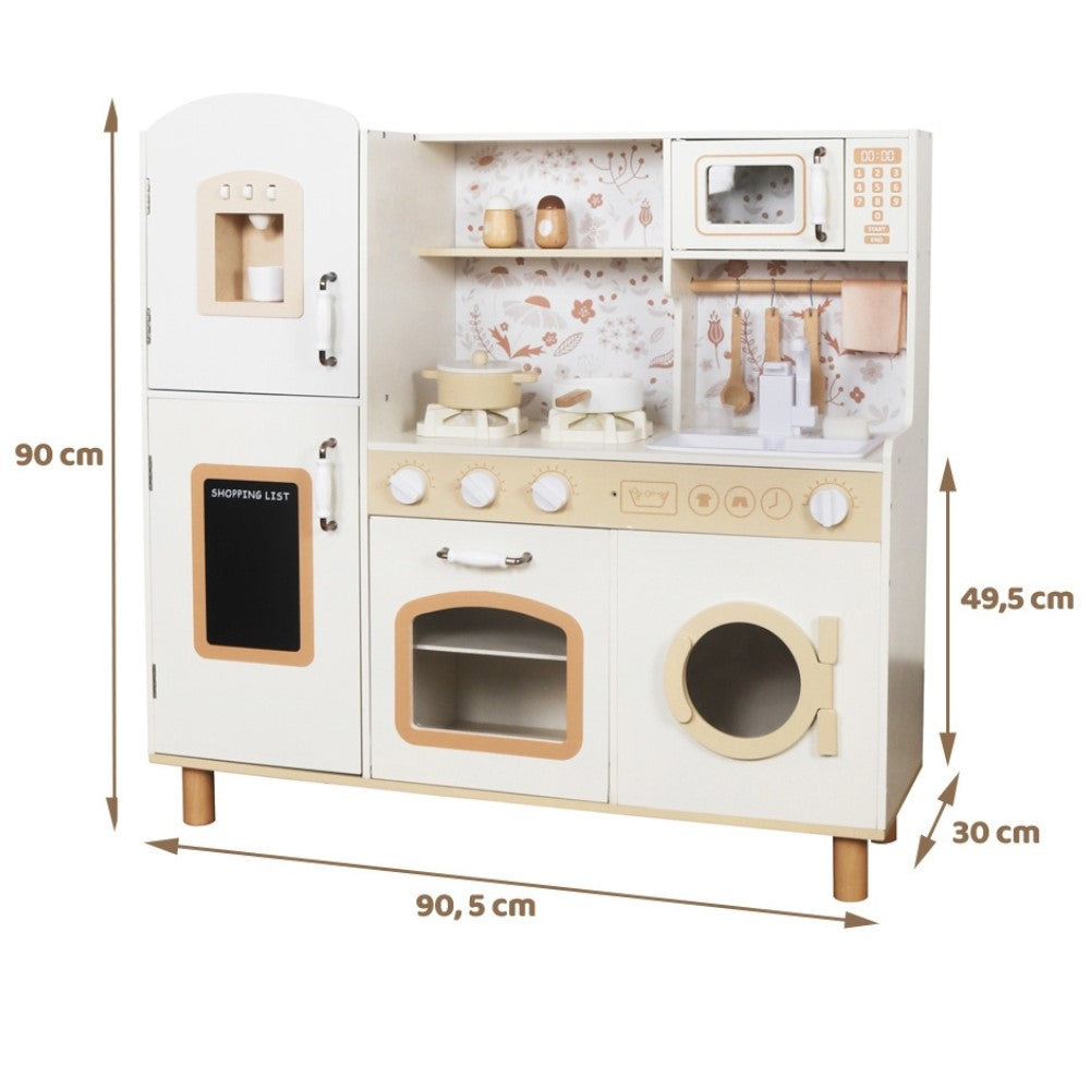 Детска Дървена Кухня GINGER HOME – Винтидж Модел с Електронни Котлони