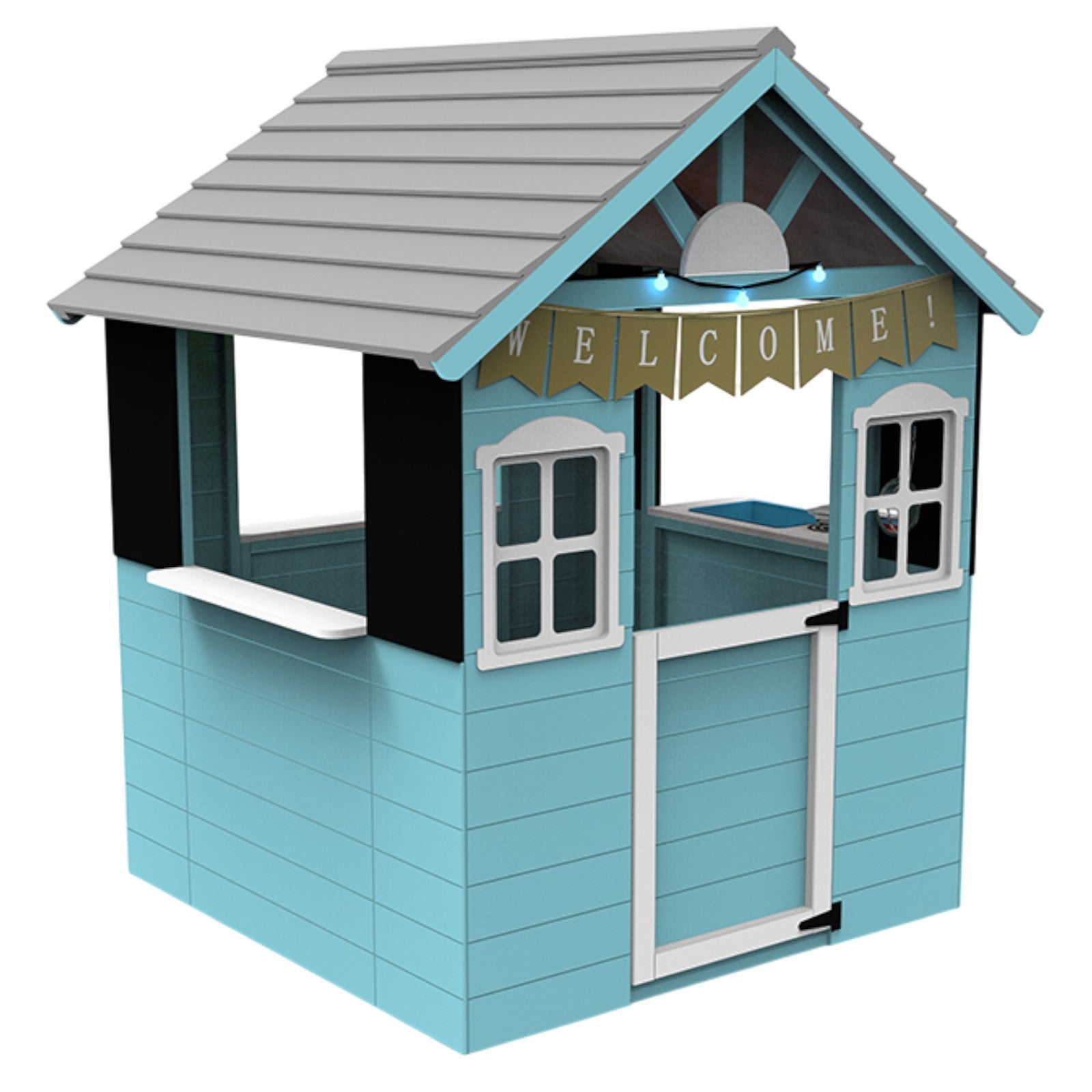 Детска дървена къща за игра GINGER HOME с кухня – 110×103×137 см