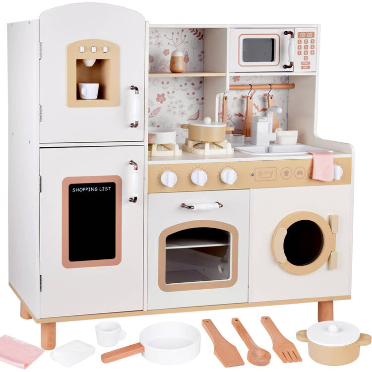 Детска Дървена Кухня GINGER HOME – Винтидж Модел с Електронни Котлони