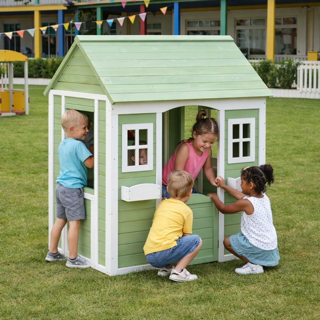 Детска Дървена Къщичка за Игра на Открито GINGER HOME – Градинска Къща за Деца